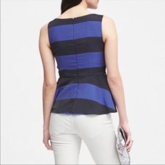 NWT Banana Republic Striped Peplum Tank Top Blouse - Picture 3 of 8